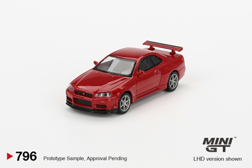 Nissan R34 Skyline GT-R ミニカー 1/64 RED PA 1/64 NISSAN SKYLINE GT-R (R34) V-SPEC ACTIVE RED (RHD