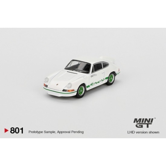 1/64 PORSCHE 911 CARRERA RS 2.7 GRAND PRIX WHITE WITH GREEN LIVERY (LHD)