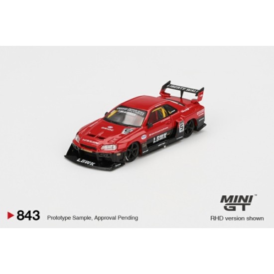 1/64 NISSAN LB-ER34 SUPER SILHOUETTE SKYLINE RED/BLACK (RHD) BLISTER PACKAGING