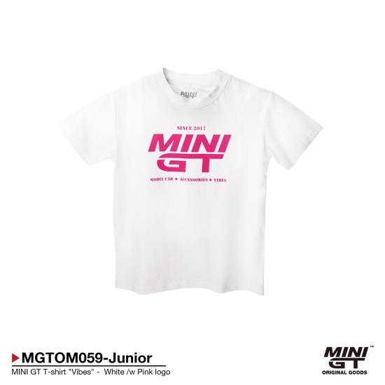 MINI GT T-SHIRT VIBES WHITE/W PINK LOGO (KIDS SIZE 8)