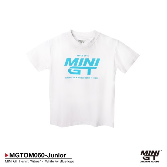 MINI GT T-SHIRT VIBES WHITE/W BLUE LOGO (KIDS SIZE 8)