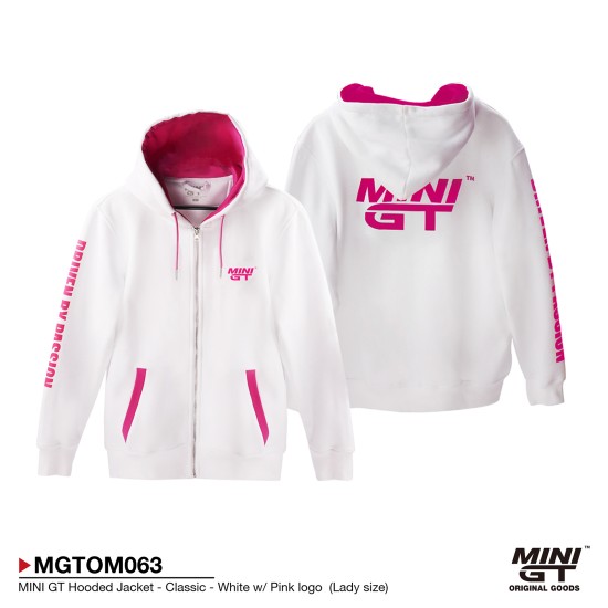 MINI GT HOODED JACKET CLASSIC WHITE W/PINK LOGO L (LADY SIZE)
