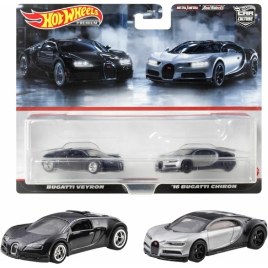 1/64 HOTWHEELS PREMIUM 2 PACK BUGATTI VEYRON AND '16 BUGATTI CHIRON