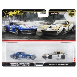 HOT WHEELS 2 PACK CUSTOM CORVETTE SINGRAY COUPE AND '68 COPO CORVETTE HRR80