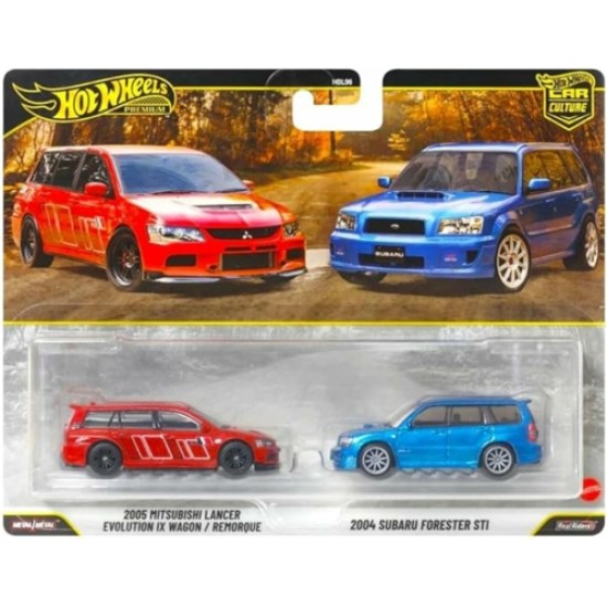 HOT WHEELS 2 PACK MITSUBISHI EVO WAGON AND SUBARU FORESTER JHW46