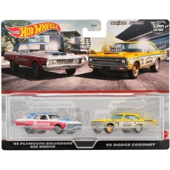 HOT WHEELS 2 PACK 1963 PLYMOUTH BELVEDERE 426 WEDGE AND 1965 DODGE CORONET HKF56
