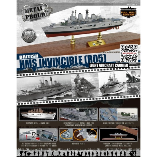 1/700 BRITISH HMS INVINCIBLE R05 -LIGHT AIRCRAFT CARRIER - FULL HULL
