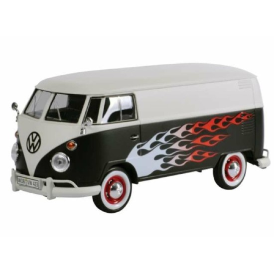 1/24 VOLKSWAGEN TYPE 2 HOT ROD BLACK/WHITE WITH FLAMES