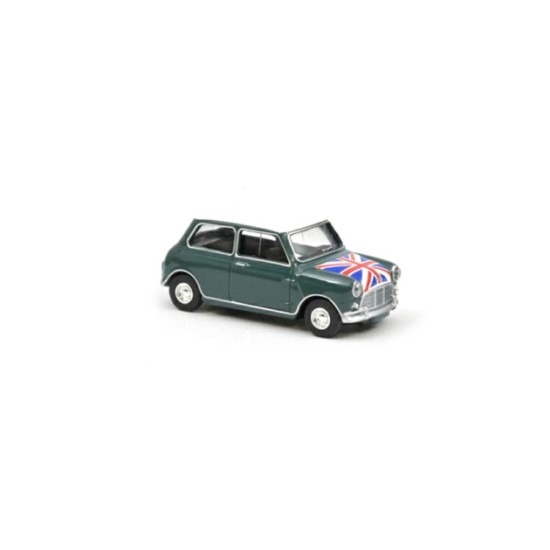 NV310524 - 1/54 1964 MINI COOPER S ALMOND GREEN AND FLAG ON BONNET (MINI JET)