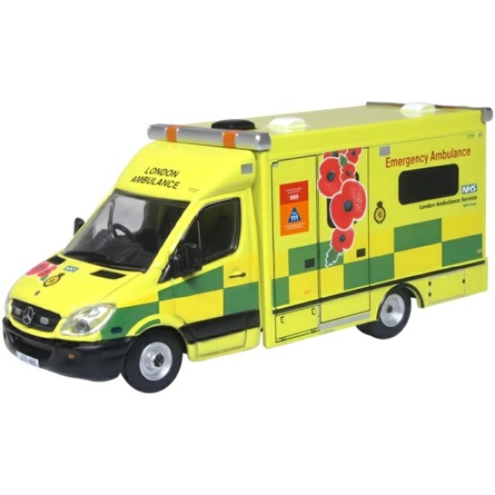 1/76 MERCEDES AMBULANCE LONDON AMBULANCE SERVICE (REMEMBRANCE DAY) 76MA007