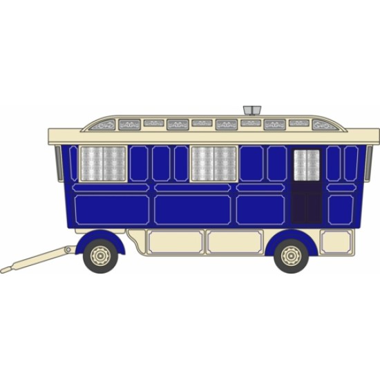 1/76 SHOWMANS CARAVAN BLUE/CREAM 1/76 SHOWMANS CARAVAN BLUE/CREAM
