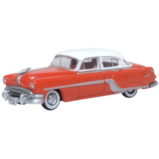 1/87 CORAL RED/WINTER WHITE PONTIAC CHIEFTAIN 4 DOOR 1954 87PC54004