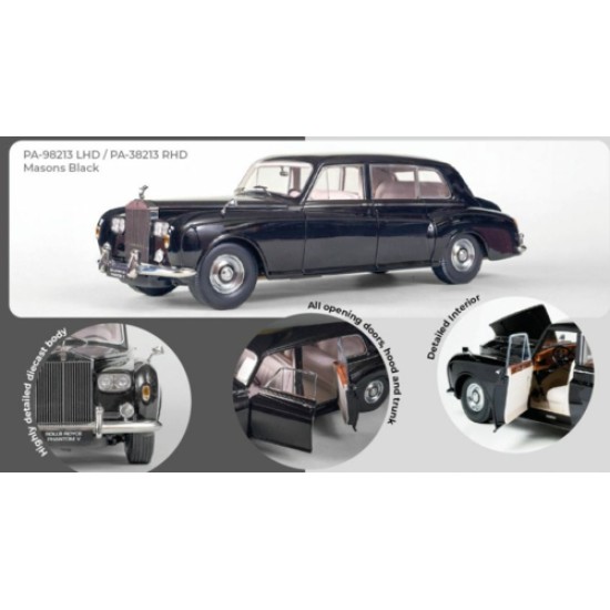 PAR98213 - 1/18 ROLLS ROYCE PHANTOM V - MASONS BLACK (LHD) PAR98213 - 1/18 ROLLS ROYCE PHANTOM V - MASONS BLACK (LHD)