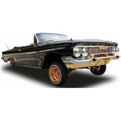 SUNH2110 - 1/18 CHEVROLET IMPALA 1961 OPEN CONVERTIBLE LOWRIDER BLACK WITH MOVABLE SUSPENSION SUNH2110 - 1/18 CHEVROLET IMPALA 1961 OPEN CONVERTIBLE LOWRIDER BLACK WITH MOVABLE SUSPENSION