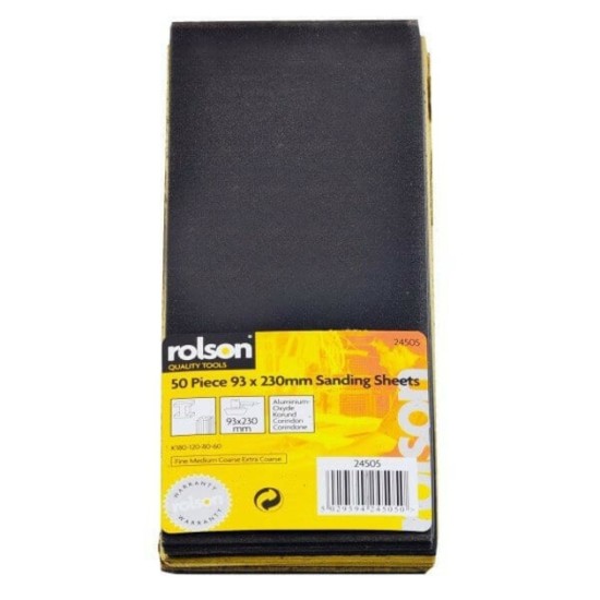 ROLSON 50PC SAND SHEETS 93 X 230MM 24505