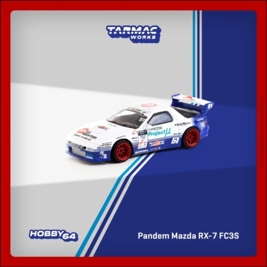 1/64 PANDEM MAZDA RX7 FC3S DRIFT, WHITE/BLUE T64-066-DR