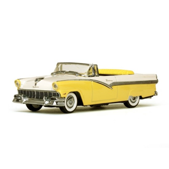 1/43 FORD FAIRLANE OPEN CONVERTIBLE GOLDENGLOW YELLOW/COLONIAL WHITE 1956