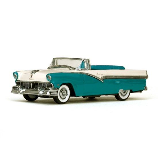 1/43 FORD FAIRLANE OPEN CONVERTIBLE PEACOCK BLUE/COLONIAL WHITE 1956