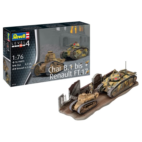 1/76 CHAR B.1 BIS AND RENAULT FT.17 (PLASTIC KIT)