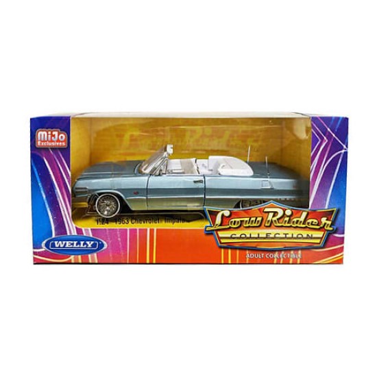 1/24 1963 CHEVROLET IMPALA CONVERTIBLE LOW RIDER COLLECTION BLUE 22434