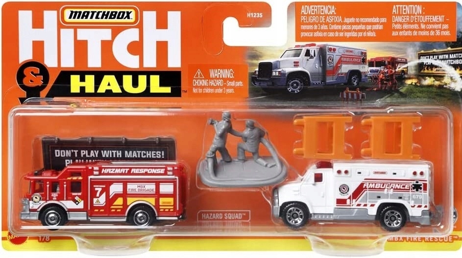 MATCHBOX HITCH HAUL 1/64 MBX FIRE RESCUE 8/8 HFH87